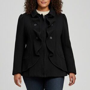 INC International Concepts Ruffled Knit Moto Jacket Black 1X